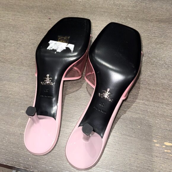 Prada Leather-trimmed Pvc Mules In Alabastro; pink Kitten Heels Size 37 size 7 - Picture 4 of 8